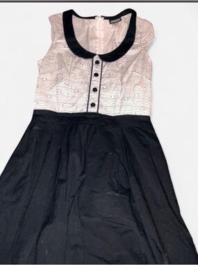 Retrolicious Black and White Peter Pan Collar Fit-and-Flare Dress